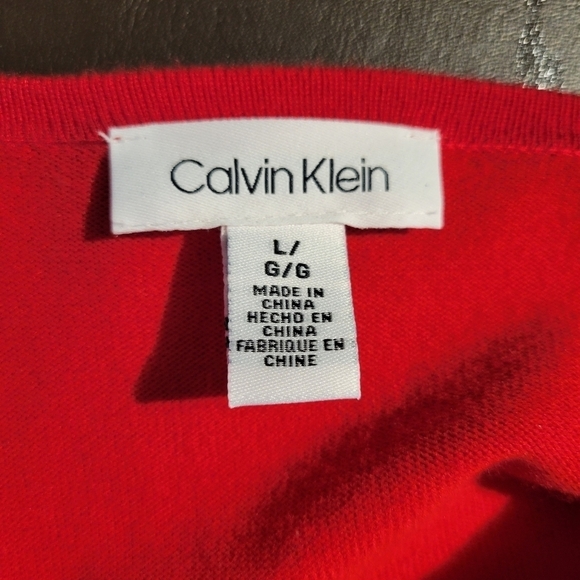 NWOT Calvin Klein Metallic Studded Sleeve Red Calvin Klein Knit Top - Picture 6 of 8